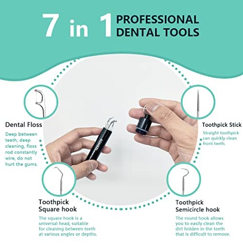 KOHEEL Dental Tools with Metal Case, Teeth Cleaning Tools Set, Remove Plaque, Oral Care Hygiene Kit & Toothpicks Pocket Set, Reusable Dental Floss Picks Kit, Tooth Picker (1 Pack)