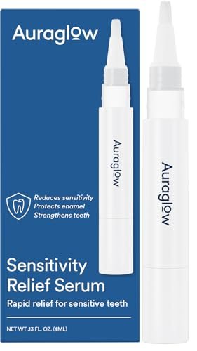 Auraglow Sensitivity Relief Serum Gel, Brush on Teeth to Reduce Sensitivity, Potassium Nitrate and Nano Hydroxyapatite, Remineralization Gel, Strengthens Teeth & Protects Enamel, 40+ Treatments, 4ml