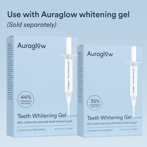 Auraglow Teeth Whitening Trays, Moldable Mouth Trays for Teeth Whitening, 20% Slimmer Design for a Comfortable Fit, Includes 4 Mouth Trays with Storage Case