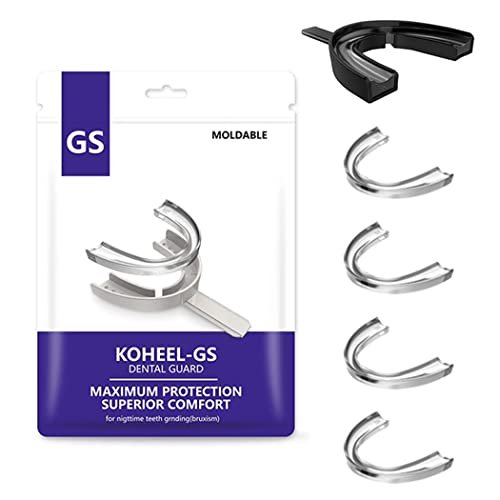 KOHEEL GS Mouth Guard with Forming Tray, Moldable and Easy to Use Dental Guard, Stops Bruxism Night Guard, 5 Count (Black, Large Size)