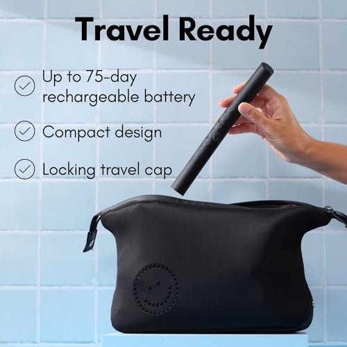 Burst Curve Sonic Electric Toothbrush for Adults (Black) | Slim Travel Brush with Cover | Ultra Soft Bristles | Up to 2 Month Rechargeable Battery | Two Modes & Timer