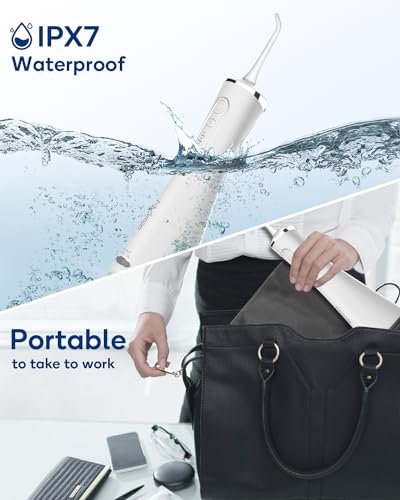 MySmile LP211 Cordless Advanced Water Flossers for Teeth, 5 Cleaning Modes Rechargeable Power Dental Flosser 8 Replacement Jet Tips IPX 7 Waterproof Dental Irrigator with Portable Travel Storage Pouch