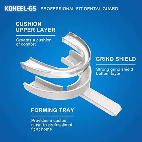 KOHEEL GS Mouth Guard with Forming Tray, Moldable and Easy to Use Dental Guard, Stops Bruxism Night Guard, 5 Count (Black, Large Size)