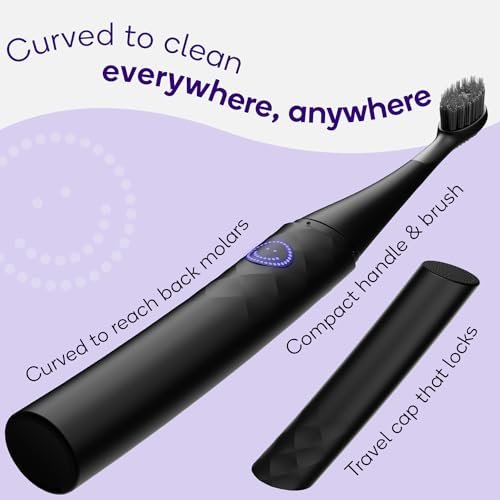 Burst Curve Sonic Electric Toothbrush for Adults (Black) | Slim Travel Brush with Cover | Ultra Soft Bristles | Up to 2 Month Rechargeable Battery | Two Modes & Timer