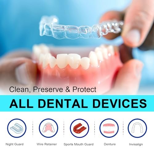 MySmile Retainer Cleaner with 120 Denture Cleaning Tablets, Quickly Remove Odors, Discoloration Stains & Plaque from Aligner, Mouth Guard, Night Guard and More Dental Appliances (Orange Flavor)