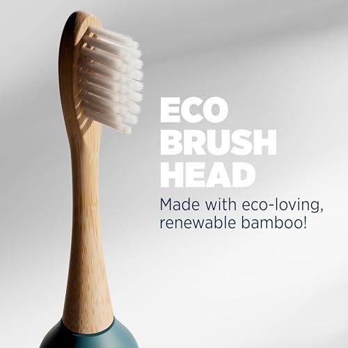 Lumineux Sonic Electric Toothbrush for Adults - Bamboo Heads -Deep Ocean (Blue)- Includes 2 Super Soft Bristle Bamboo Tooth Brush Heads, Charging Station & USB Charge Cord - Rechargeable