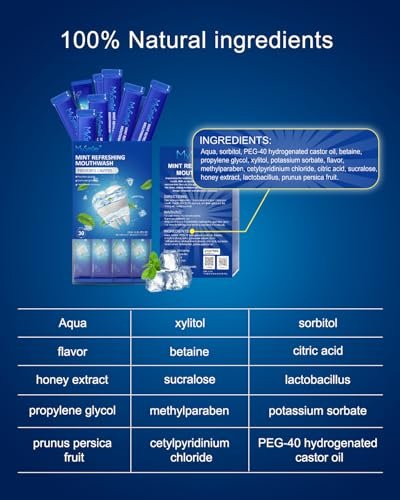MySmile Mouthwash Alcohol Free, Mouth Wash for Adults, Travel Mouthwash Helps Kill 99% of Bad Breath Germs, Prevents Cavities, Fluoride Free, Fresh Mint, 30 Uses (0.41 Fl Oz (Pack of 60))