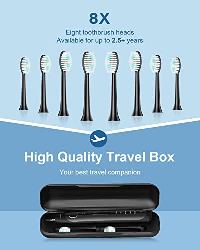 Operan Electric Toothbrush for Adults and Kids High Power Sonic Rechargeable Toothbrush with Smart Timer 5 Modes 6 Brush Heads 40,000 VPM Motor 6 Hours Fast Charge for 100 Days (Black)