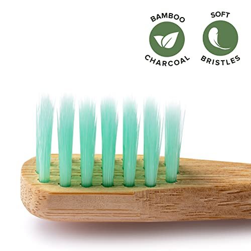 Greenzla Kids Bamboo Toothbrushes (6 Pack) | BPA Free Soft Bristles Toothbrushes | Eco-Friendly, Natural Bamboo Toothbrush Set | Biodegradable & Compostable Charcoal Wooden Toothbrushes