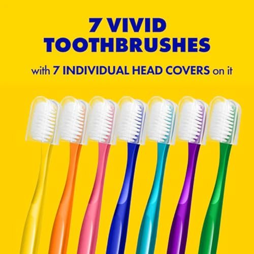 Way.V Extra Soft Toothbrush 7 Pack for Sensitive Gums and Teeth 3000 Ultra Gentle Bristles Brushes with Hygienic Head Covers Friendly Dentist Recommended BPA Free - Family Refill Green 7 Pack