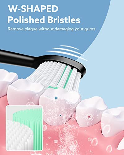 Operan Electric Toothbrush for Adults and Kids Rechargeable Sonic Toothbrush with 5 Modes 2-Min Smart Timer IPX7 Waterproof 40,000 VPM Motor with 8 Brush Heads & Travel Case (Black, 1Pack)