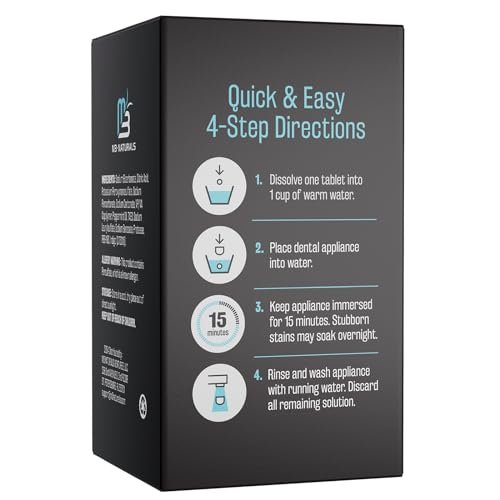 Overnight + Whitening Retainer Cleaner | FSA HSA Approved | Remove Stains, Discoloration, and Plaque | 4 Month Supply | Denture Cleanser with Whitening Boost by M3 Naturals