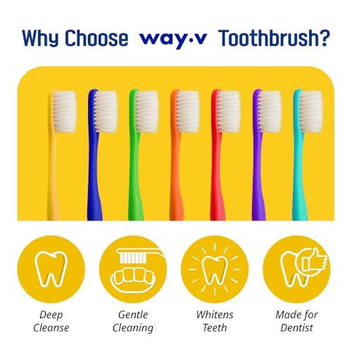 Way.V Extra Soft Toothbrush 7 Pack for Sensitive Gums and Teeth 3000 Ultra Gentle Bristles Brushes with Hygienic Head Covers Friendly Dentist Recommended BPA Free - Family Refill Green 7 Pack