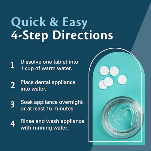 Retainer Cleanser Tablets Cleaner FSA HSA Approved Remove Odors Discoloration Stains and Plaque 2 Month Supply Denture Cleansers Retainers Mouth Guards Denture Bath Mint by M3 Naturals