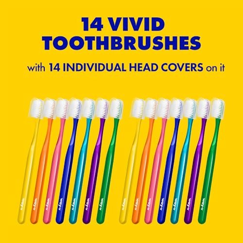 Way.V Extra Soft Toothbrush 7 Pack for Sensitive Gums and Teeth 3000 Ultra Gentle Bristles Brushes with Hygienic Head Covers Friendly Dentist Recommended BPA Free - Family Refill Pink 14 Pack