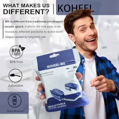 KOHEEL BG Adjustable Mouth Guard, No Boiling Night Guard, Stop Bruxism Dental Guard, 2 Count (Thick)