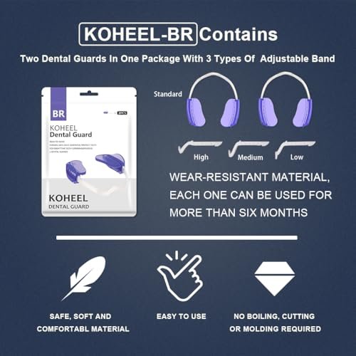 KOHEEL BR-PRO Adjustable Mouth Guard for Teeth Grinding and Clenching, No Boiling Night Guard, Stop Bruxism Dental Guard (6 Count)