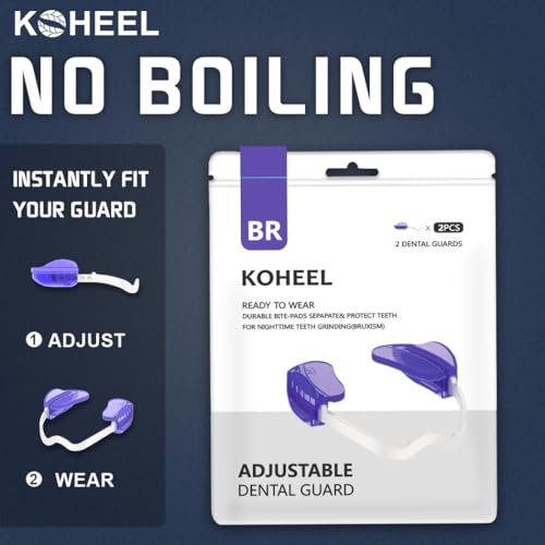 KOHEEL Adjustable Mouth Guard for Teeth Grinding and Clenching, No Boiling Night Guard, Stop Bruxism Dental Guard (4 Count)