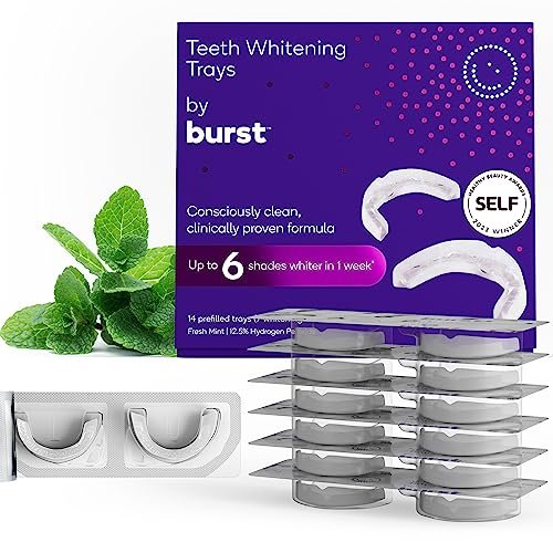 BURST Sensitive Teeth Friendly Whitening Kit | 7 Treatments with 12.5% Hydrogen Peroxide | Results in 15 Min. + Up to 6 Shades Whiter in 1 Week | Prefilled Gel Trays