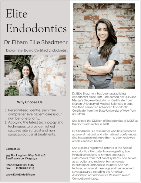 Elite Endodontics of San Francisco , Dr. Elham Shadmehr